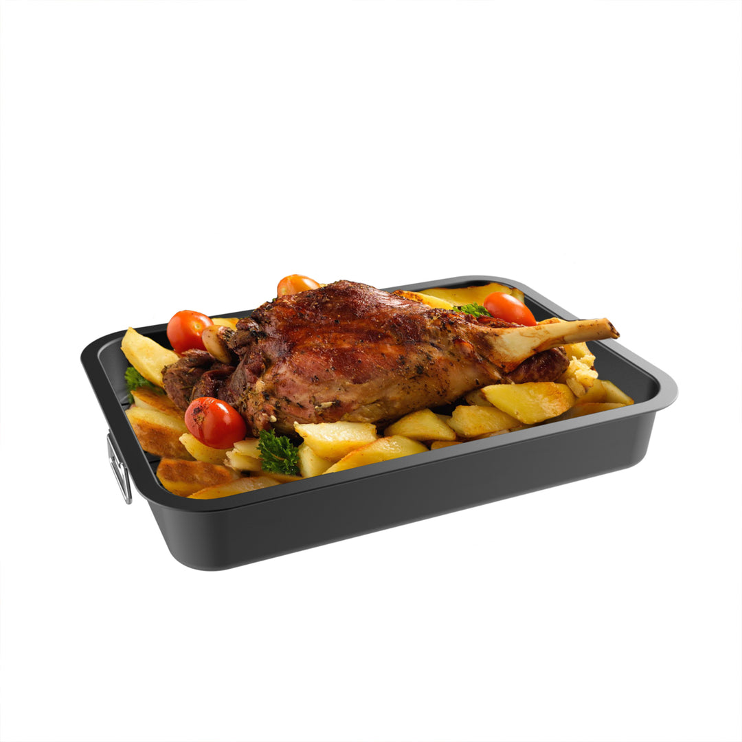 Nonstick Roasting Pan with Removable Rack Heavy Duty Carbon Steel 16.5x12 Inches Image 8