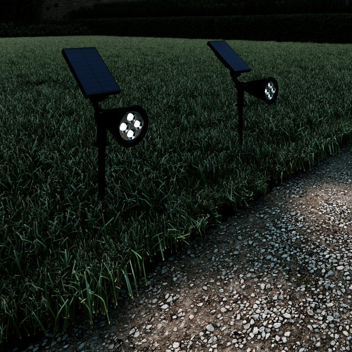 Solar Powered Outdoor Spotlights -Set of 2 Landscape Lights-Ground Stakes or Wall Mountable, 4 LED Bulbs-For Pathway, Image 7