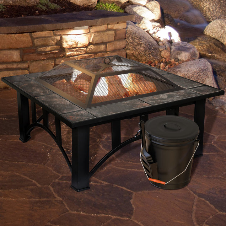 Black Steel Ash Bucket 4.75 Gallon with Lid and Shovel for Fireplace Fire Pit Image 4