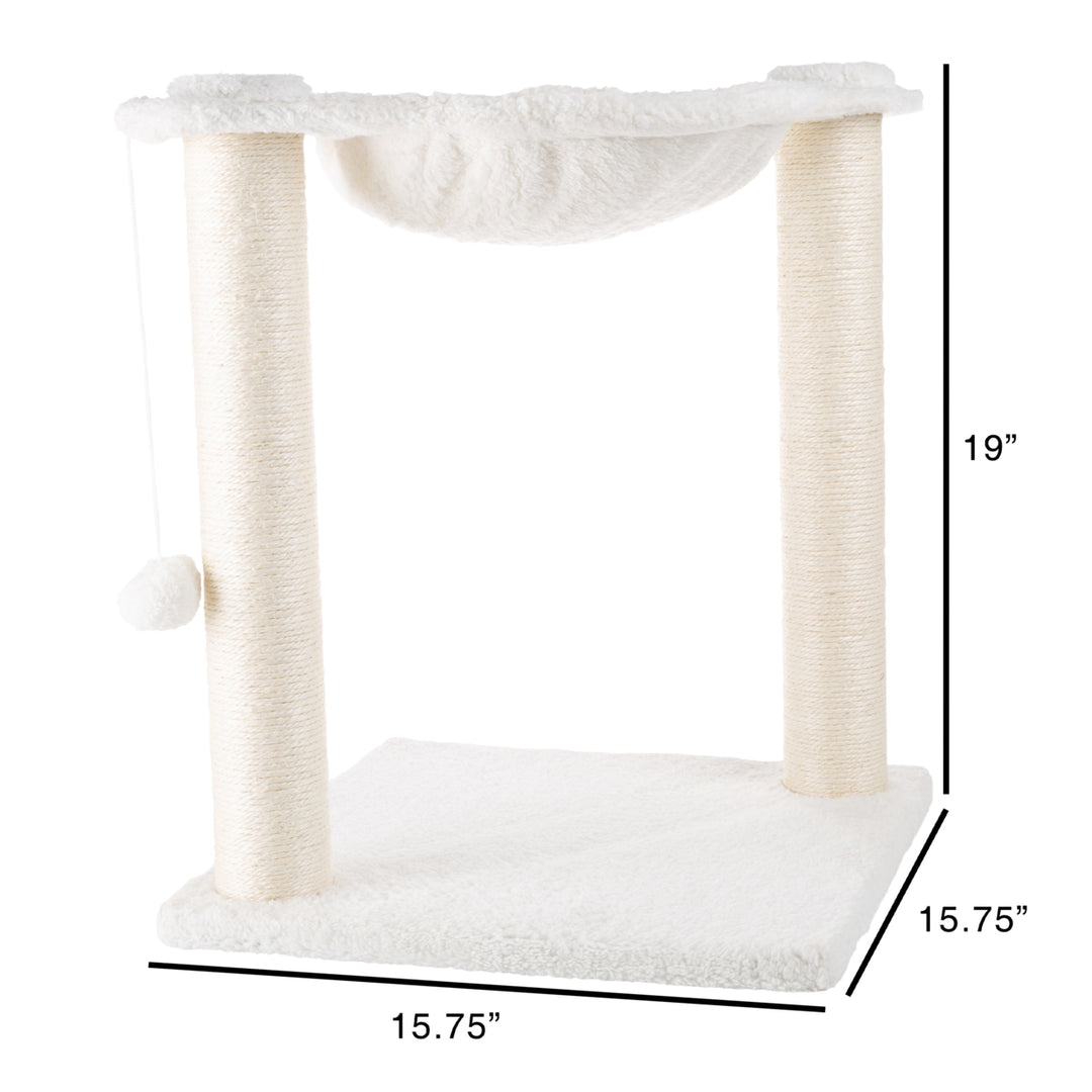 Cat Tree and Scratcher- Two Sisal Scratching Posts, Hammock Style Lounging Bed and Interactive Hanging Toy for Cats and Image 3