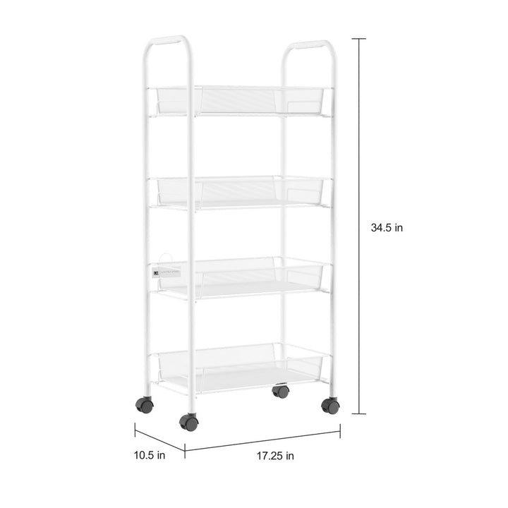 4-Tier Rolling Storage Cart Metal Utility Organizer Slim Space Saver 10.5" Wide Image 3