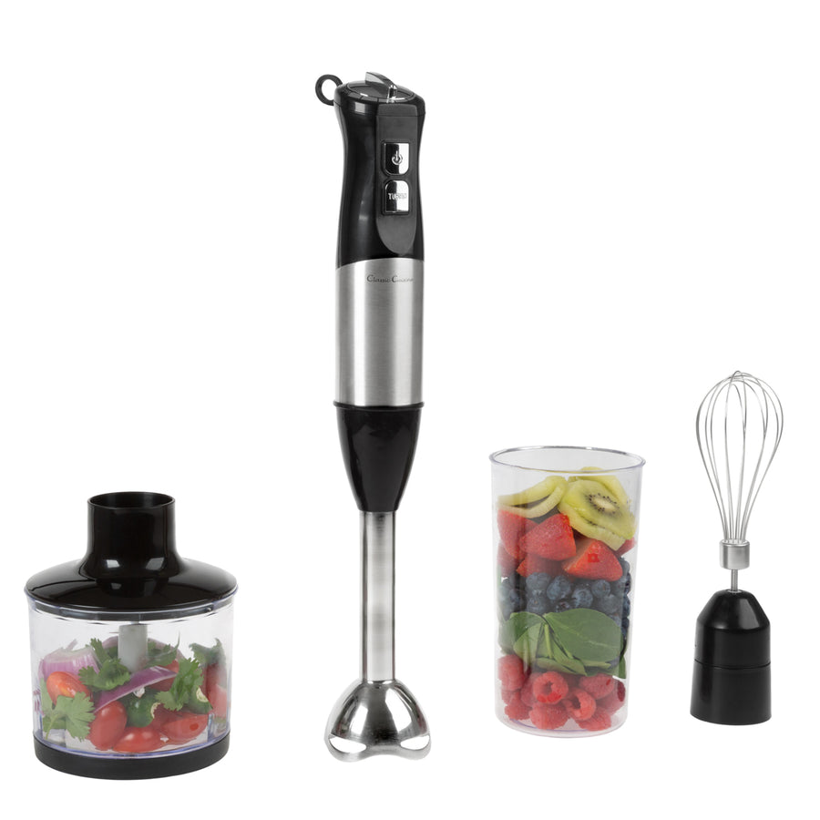 Classic Cuisine 4-in-1 Immersion Blender Set Stainless Steel 6 Speeds Whisk Chopper Image 1