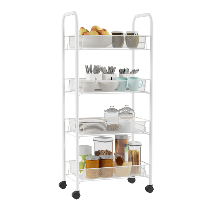 4-Tier Rolling Storage Cart Metal Utility Organizer Slim Space Saver 10.5" Wide Image 5