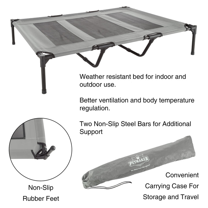 Gray Elevated Pet Bed 48x35.5in Portable Raised Cot with Non-Slip Feet Image 4