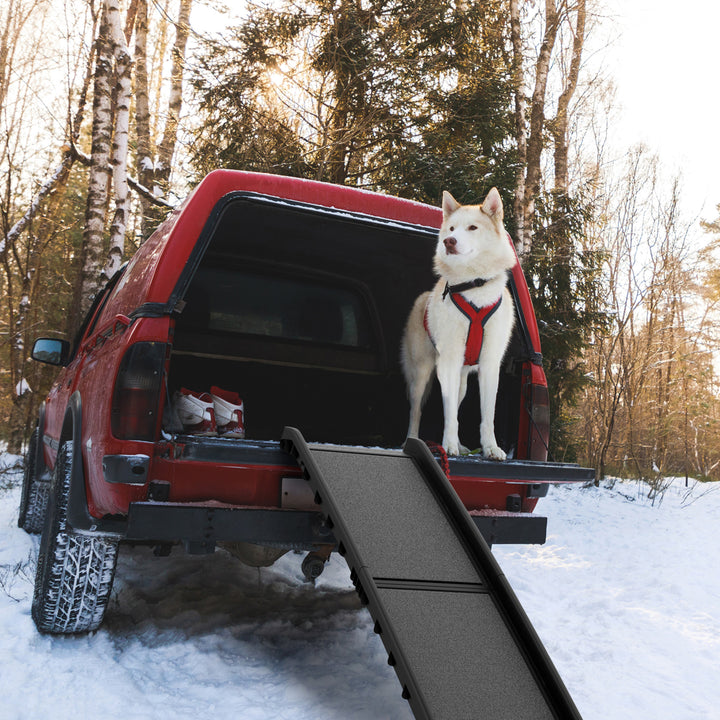 Bi-Fold Pet Ramp- Folding Portable Dog Ramp, Lightweight with Safe Non Slip Traction Surface and Raised Sides for Cars, Image 5