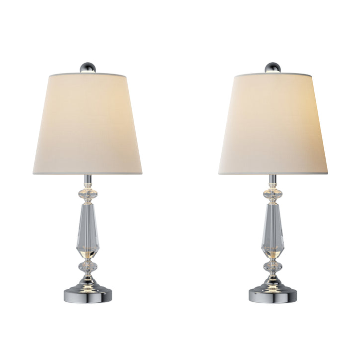 Crystal Candlestick Lamps-Set of 2 Faceted Shiny-2 Matching Table Lamps-Elegant, Modern Accent Lights Image 3