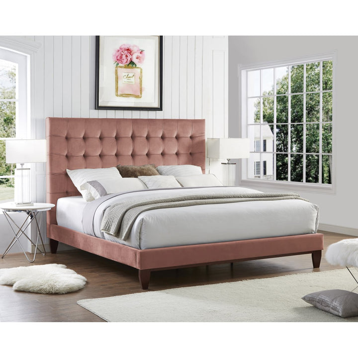 Fabrizio Velvet Tufted Platform Bedframe King Queen Full Twin Modern Upholstered Image 5