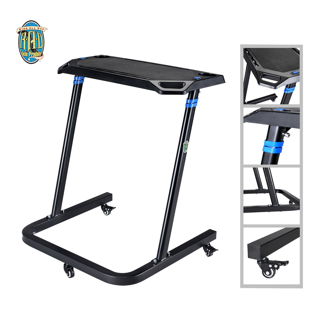 Portable Fitness Desk- Adjustable Height Workstation for Bikes or Standing-Work and Cycle Indoors on Laptop or Tablet Image 1