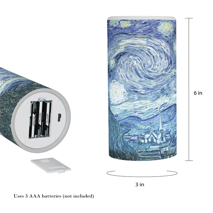 Van Gogh Starry Night LED Candle Remote Control Vanilla Scented 6 Inch Flameless Image 3