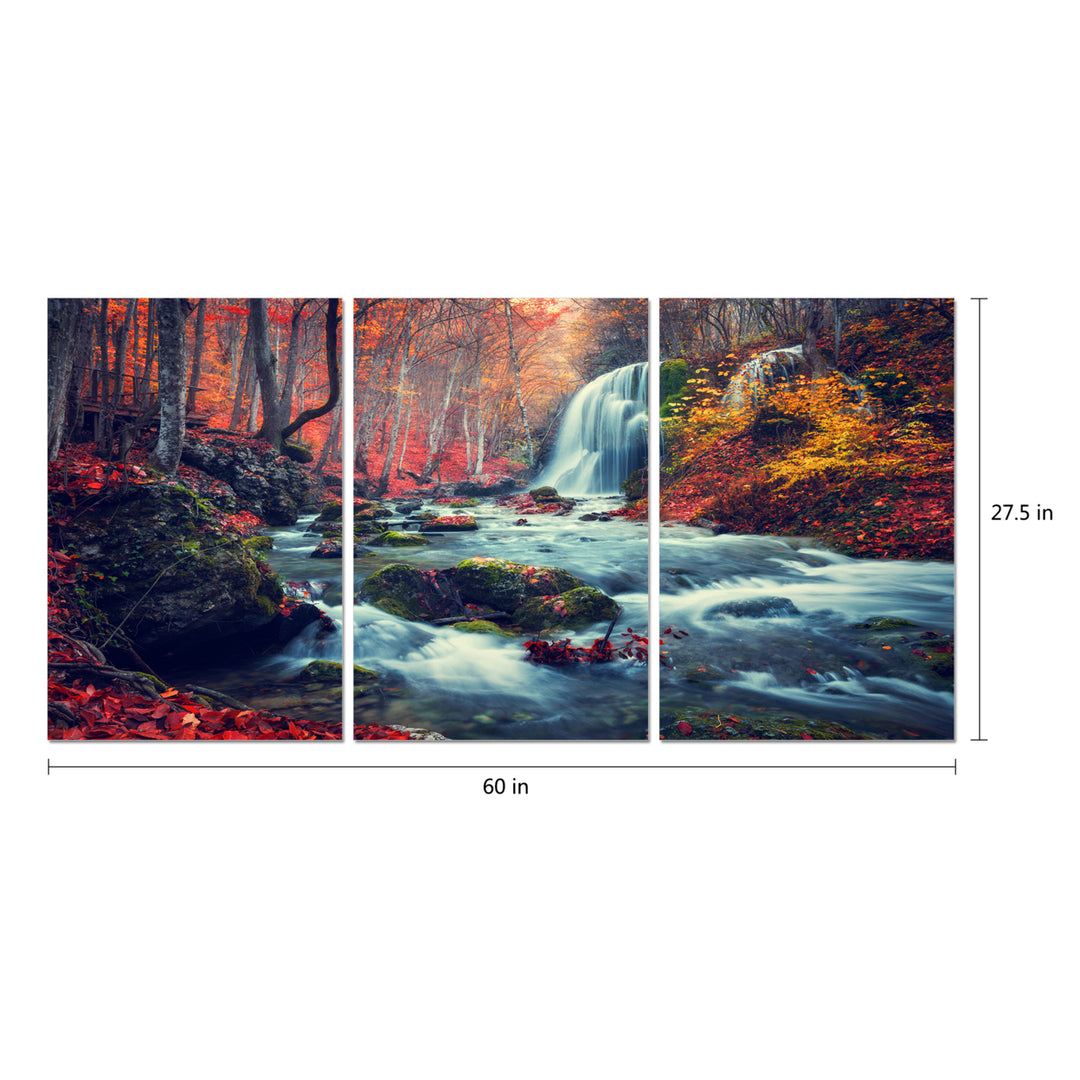 Autumn Forest 3 piece Wrapped Canvas Wall Art Print 27.5x60 inches Image 1