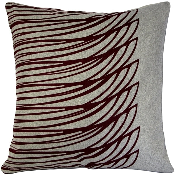 Kukamuka Meri Red Throw Pillow 19x19 Polyester Burgundy Wave Pattern Soft Image 1