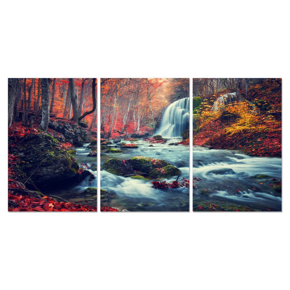 Autumn Forest 3 piece Wrapped Canvas Wall Art Print 20x40.5 inches Image 2