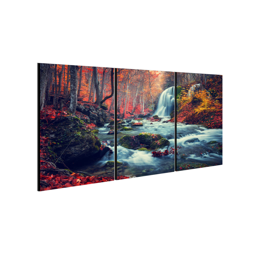 Autumn Forest 3 piece Wrapped Canvas Wall Art Print 27.5x60 inches Image 4