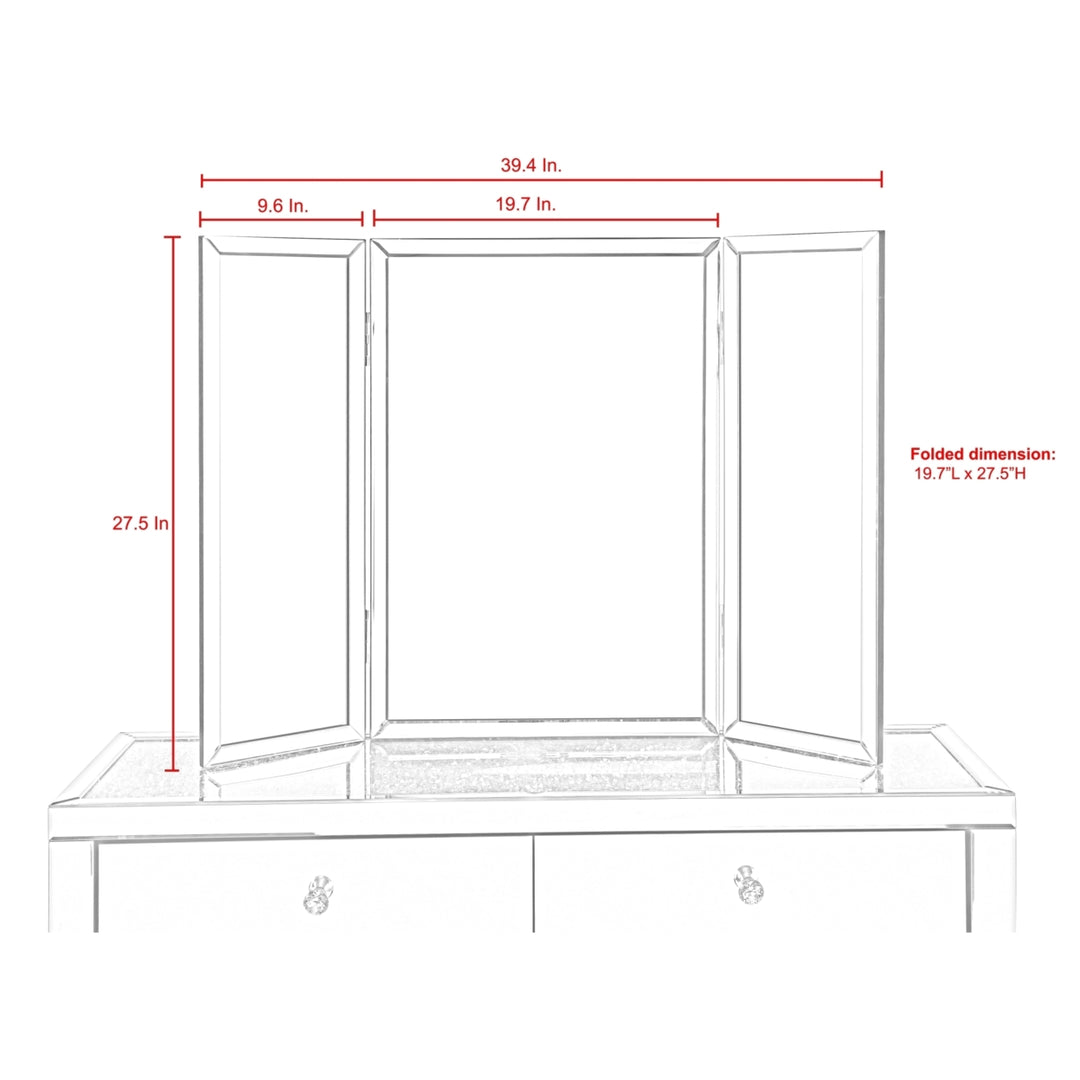 Zahara TriFold Tabletop Vanity Mirror-Free Standing- Wall Mount-Large- Small-Inspired Home Image 7