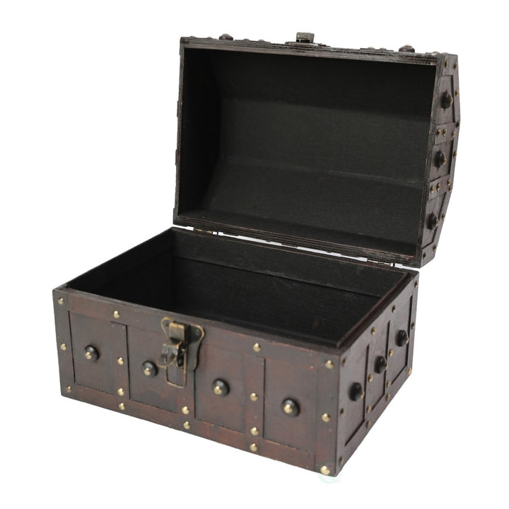 Black Vintage Caribbean Pirate Chest with Decorative Nailed Design Image 3