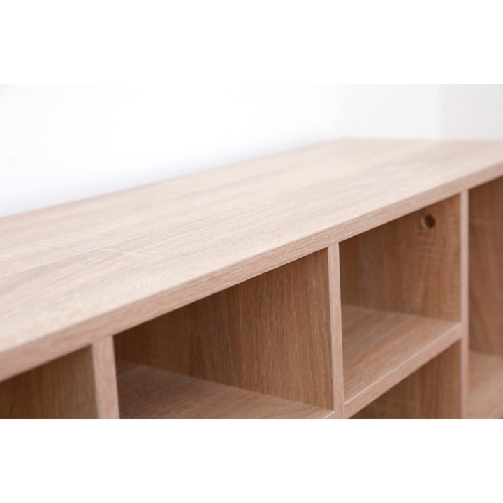 Natural Wooden Shoe Cubicle Storage Entryway Bench with Soft Cushion for Seating Image 5