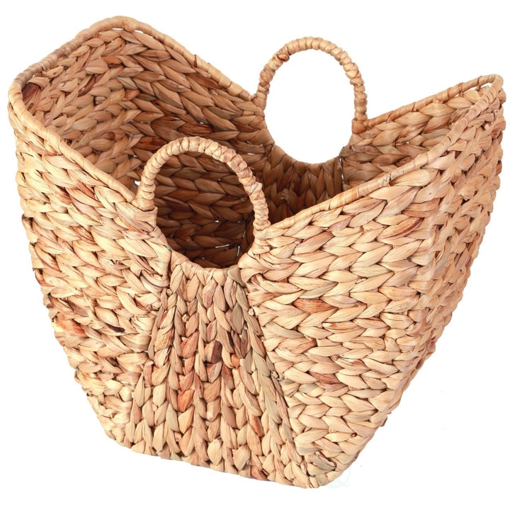 Large Wicker Laundry Basket with Round Handles Image 1