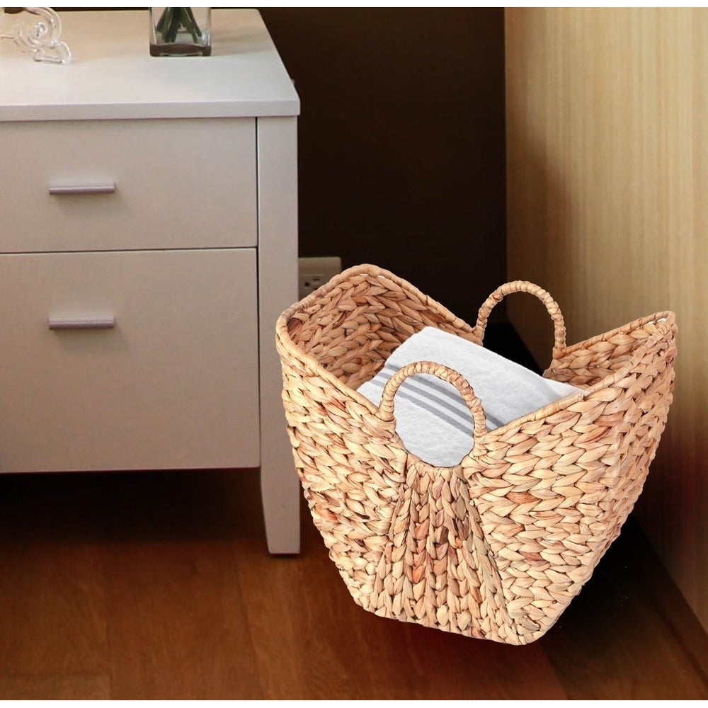 Large Wicker Laundry Basket with Round Handles Image 2