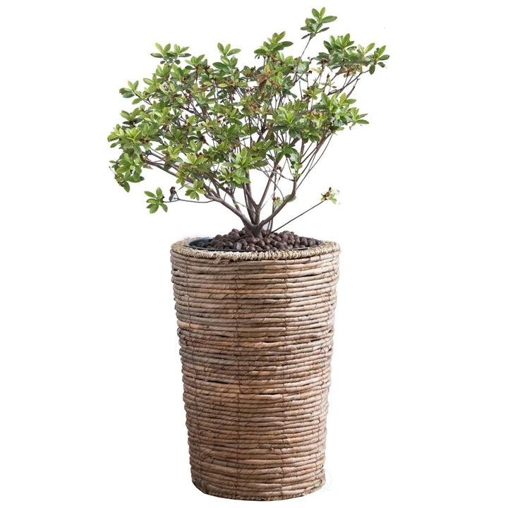 Wicker Banana Rope Tall Floor Planter with Metal Pot Image 5