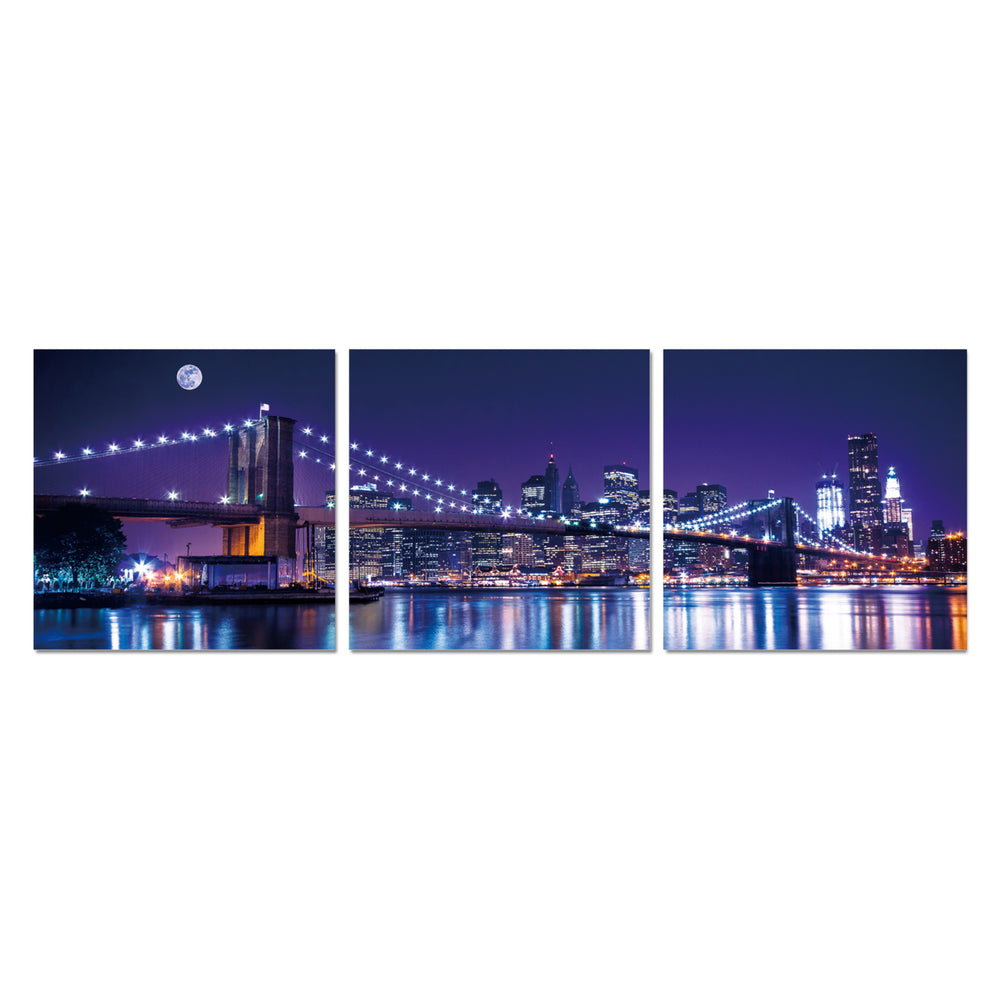 Cityline 3 piece Wrapped Canvas Wall Art Print 16x48 inches Image 2