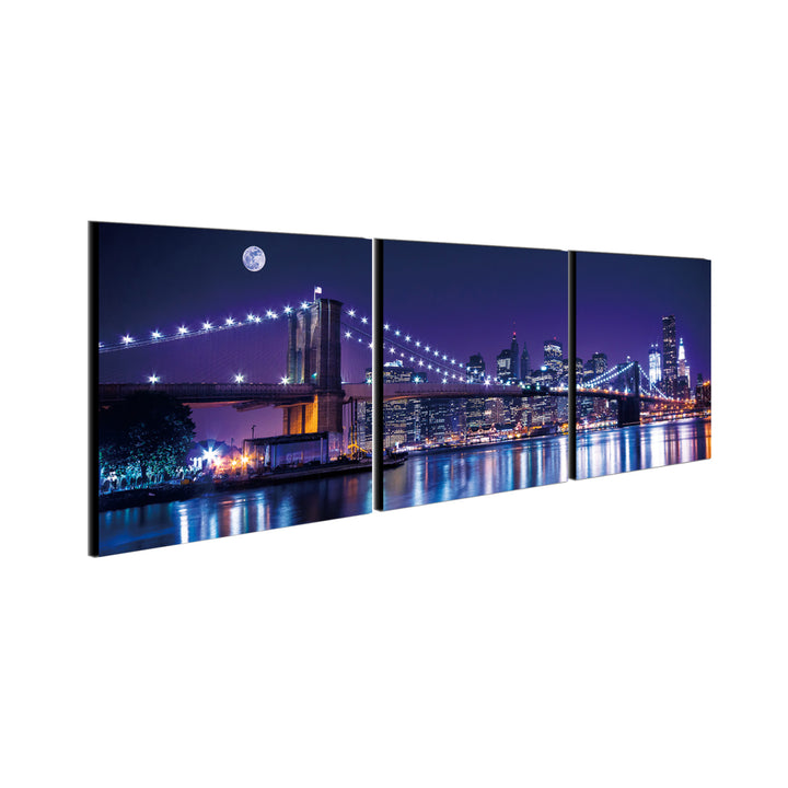 Cityline 3 piece Wrapped Canvas Wall Art Print 16x48 inches Image 3