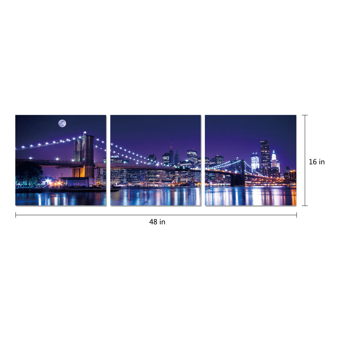 Cityline 3 piece Wrapped Canvas Wall Art Print 16x48 inches Image 4