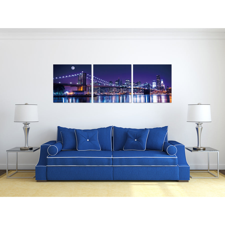 Cityline 3 piece Wrapped Canvas Wall Art Print 27.5x82 inches Image 1