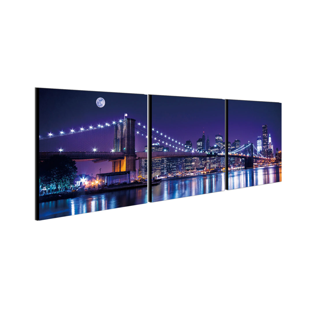 Cityline 3 piece Wrapped Canvas Wall Art Print 27.5x82 inches Image 3
