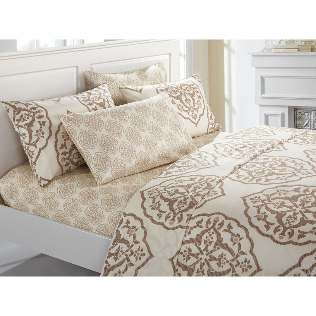 Jude 6 or 4 Piece Sheet Set Super Soft Two-Tone Medallion Print Pattern Deep Pocket Design Image 4