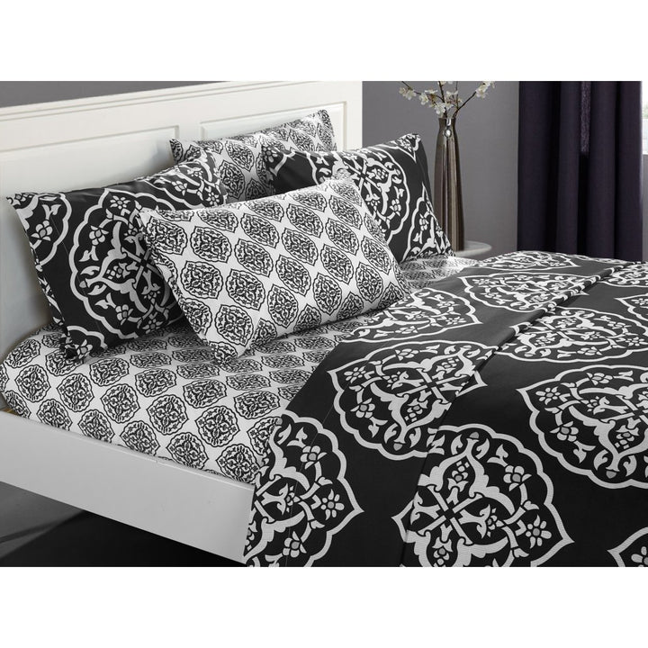 Jude 6 or 4 Piece Sheet Set Super Soft Two-Tone Medallion Print Pattern Deep Pocket Design Image 1