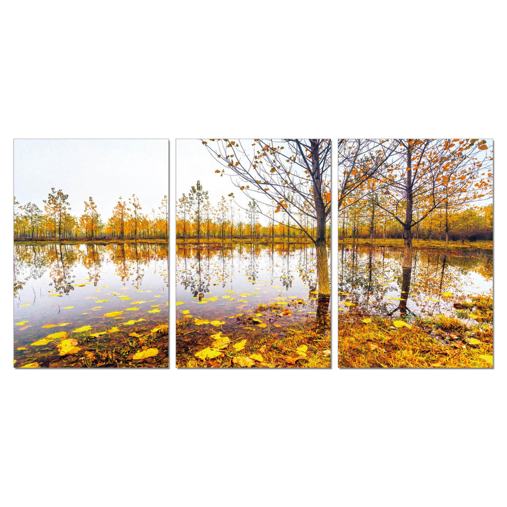 Falling Leaves 3 piece Wrapped Canvas Wall Art Print 20x40.5 inches Image 2