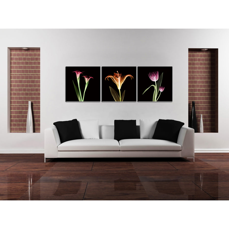 Tropical 3 piece Wrapped Canvas Wall Art Print 27.5x82 inches Image 1