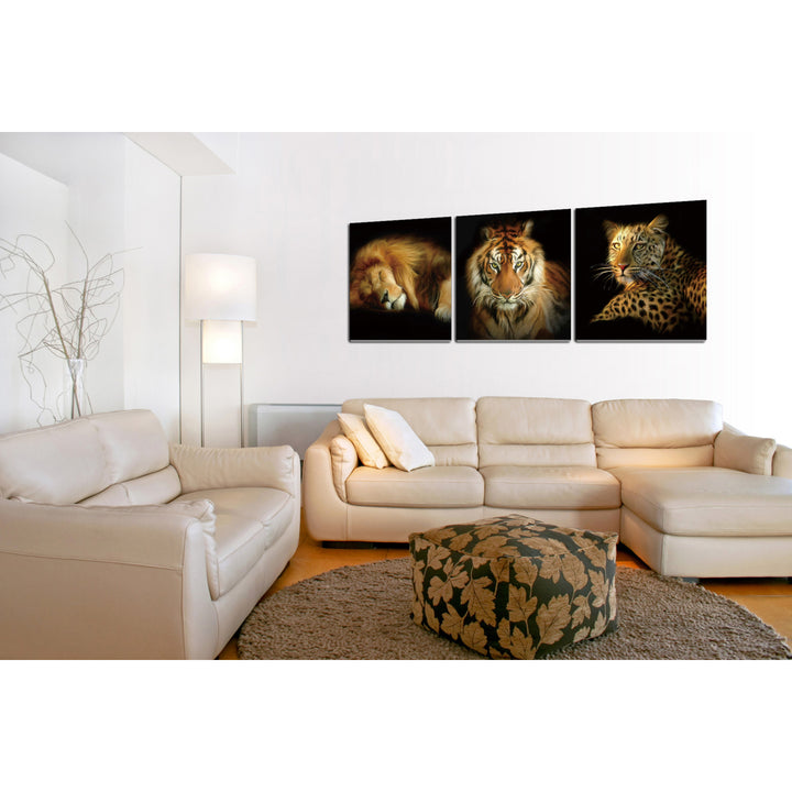 Wild Safari 3 piece Wrapped Canvas Wall Art Print 27.5x82.5 inches Image 1