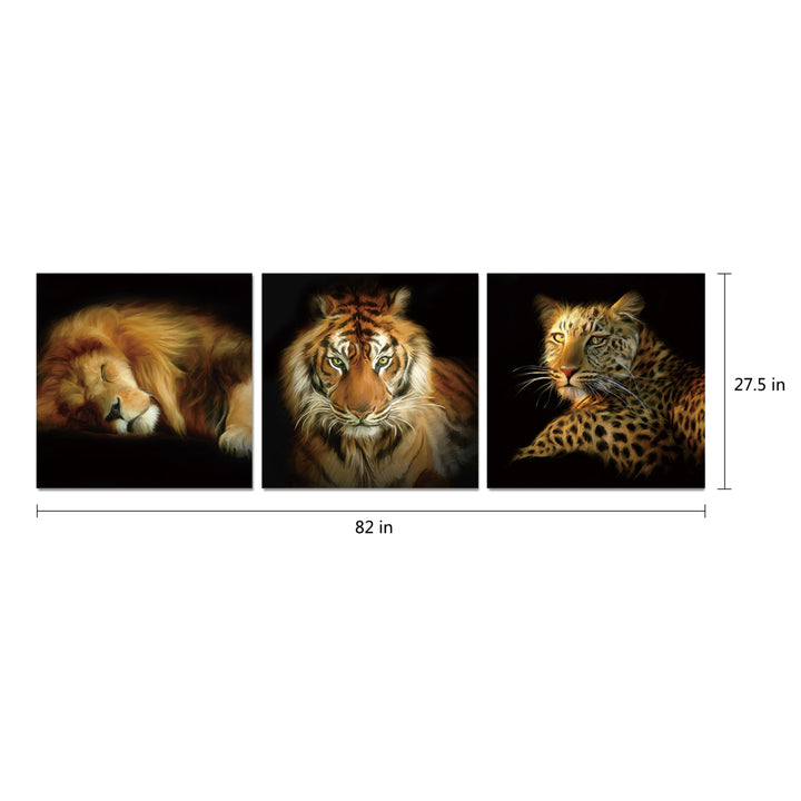 Wild Safari 3 piece Wrapped Canvas Wall Art Print 27.5x82.5 inches Image 4