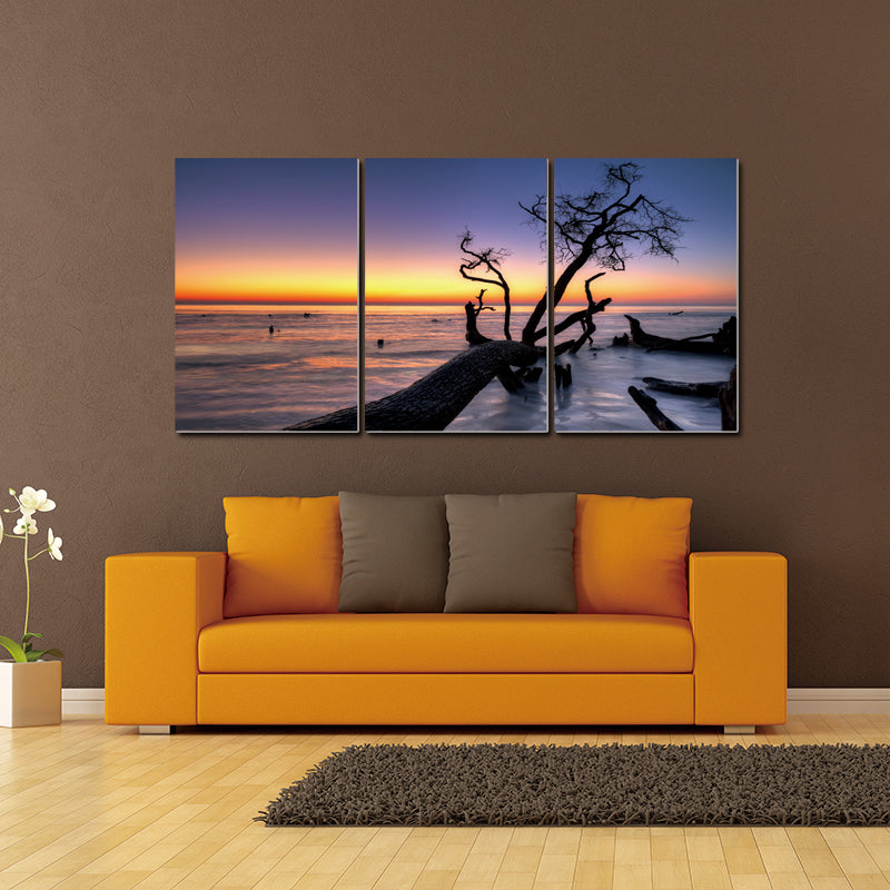 Hawaii Sunset 3 piece Wrapped Canvas Wall Art Print 27.5x60 inches Image 1