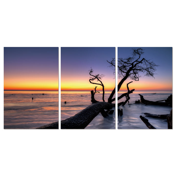 Hawaii Sunset 3 piece Wrapped Canvas Wall Art Print 27.5x60 inches Image 2