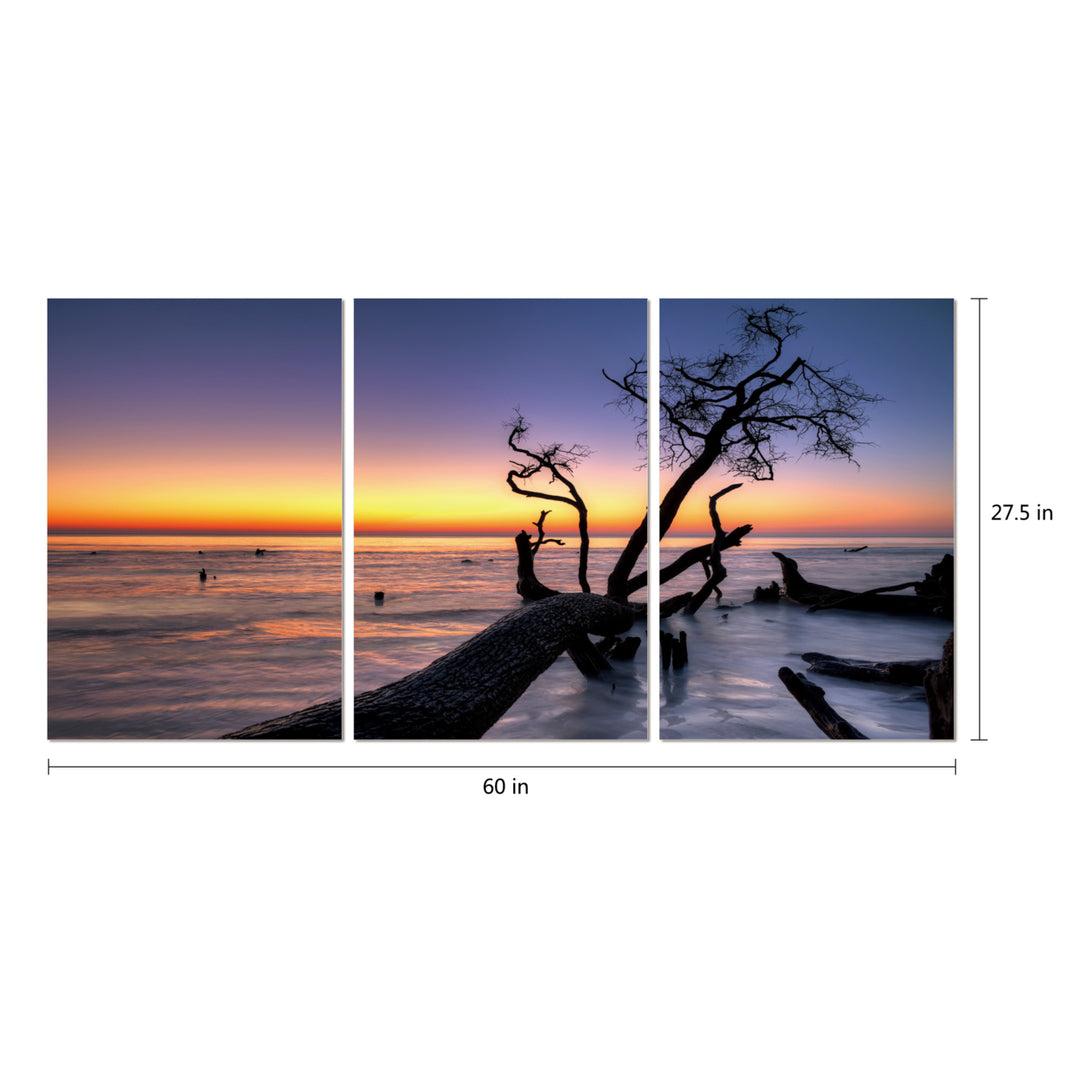 Hawaii Sunset 3 piece Wrapped Canvas Wall Art Print 27.5x60 inches Image 4