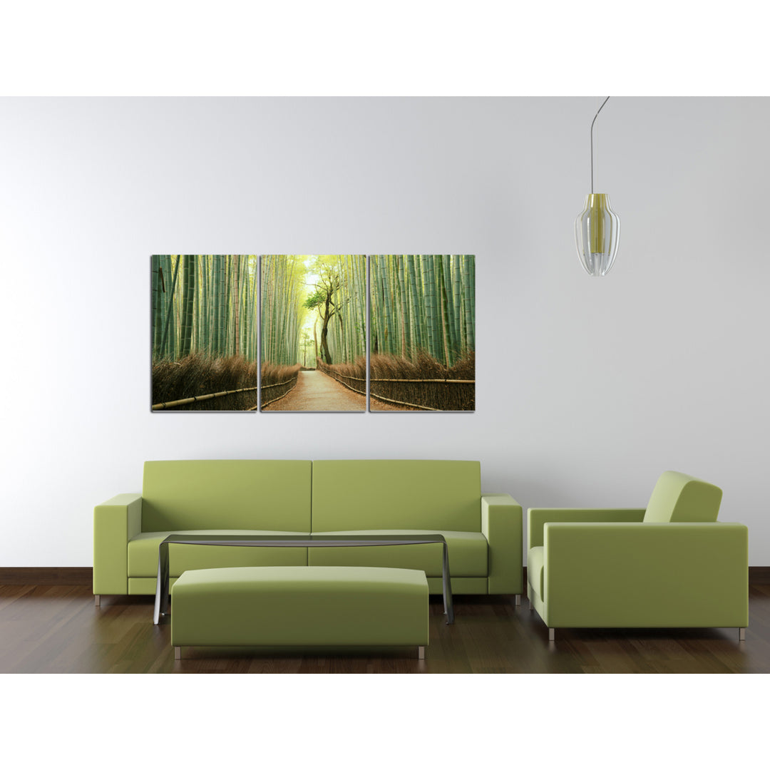 Pine Road 3 piece Wrapped Canvas Wall Art Print 27.5x60 inches Image 1