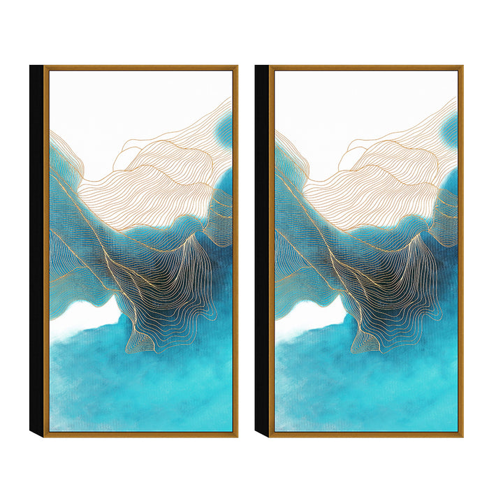 Ocean Waves 2 piece Framed Canvas Painting 30x31 inches Image 2