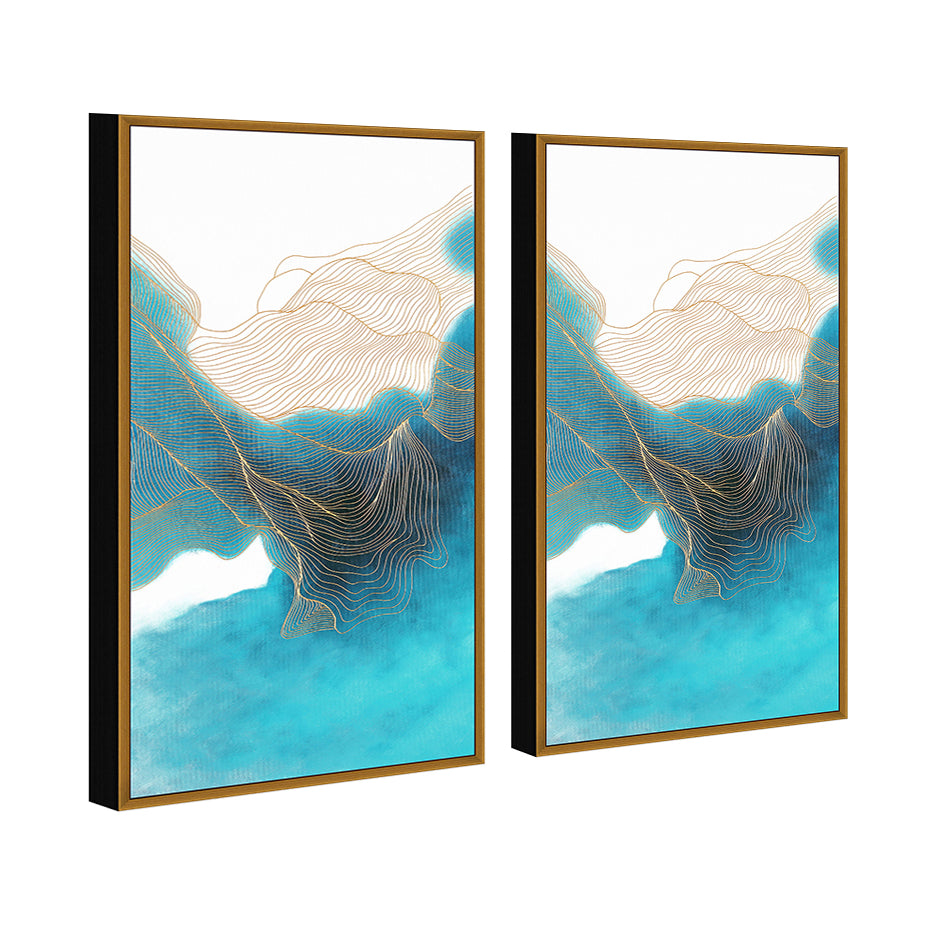 Ocean Waves 2 piece Framed Canvas Painting 30x31 inches Image 3