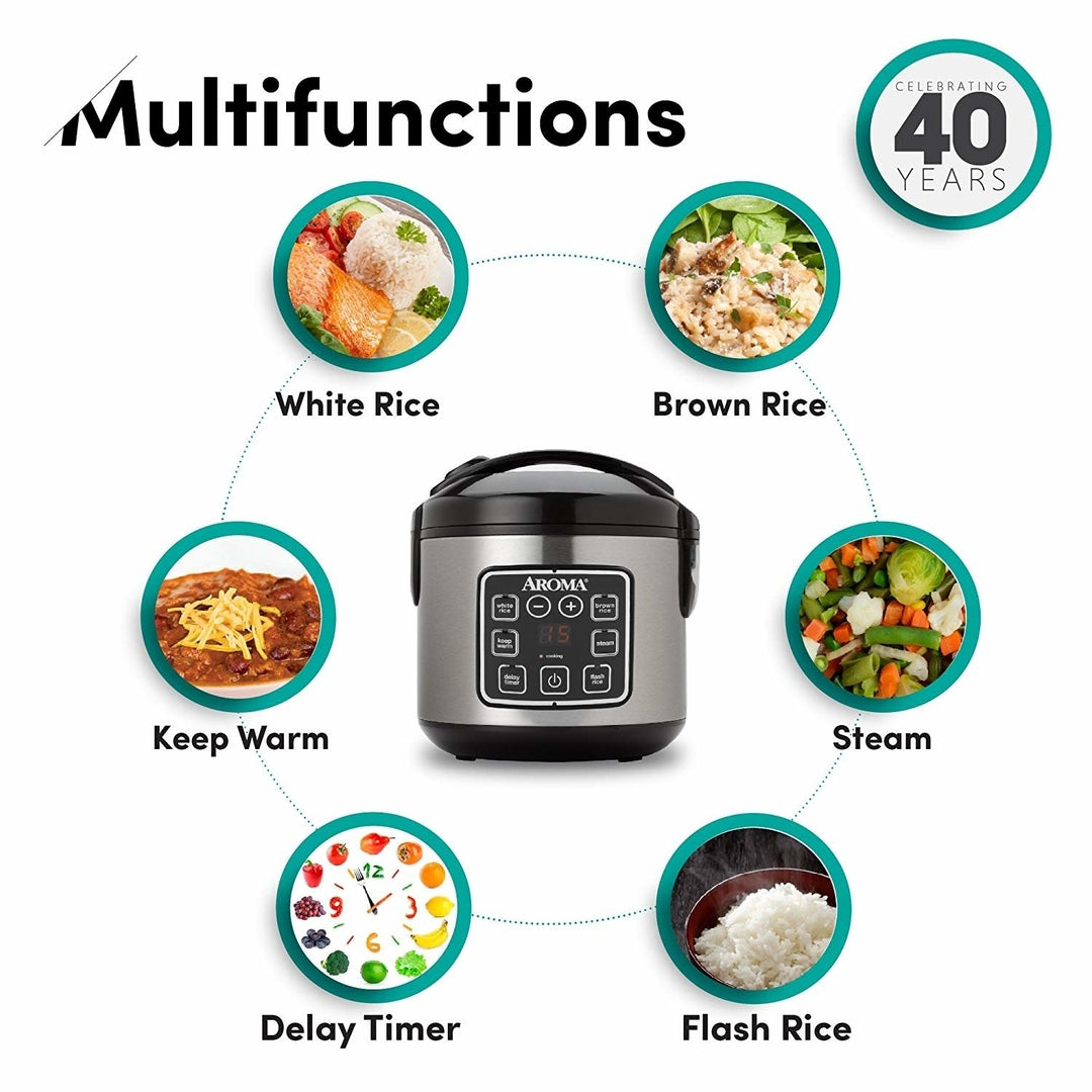 2-8-Cups (Cooked) Digital Cool-Touch Rice Cooker and Food Steamer, Stainless Steel Image 1