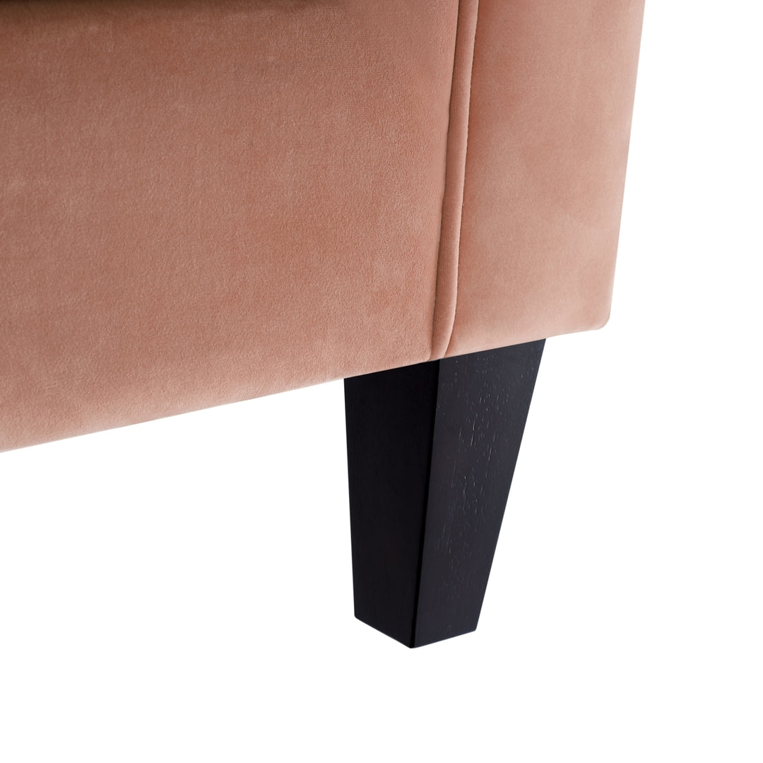 Pax Velvet Button Tufted Club Chair-Espresso Tapered Legs-Square Arms-By Inspired Home Image 10