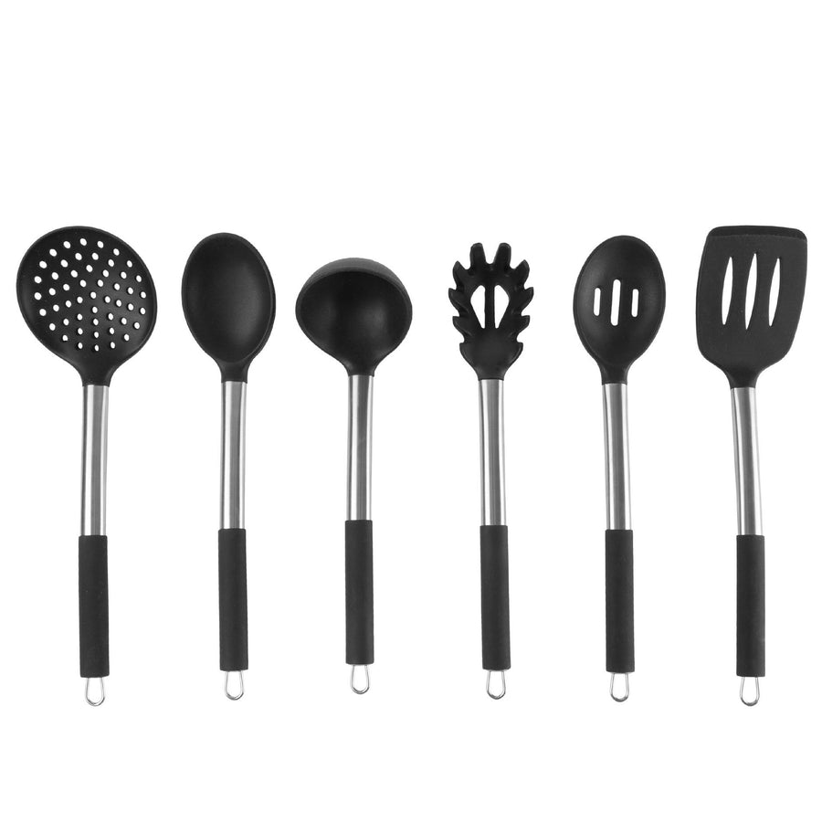 Classic Cuisine Non Stick Utensil Set 6 Silicone Tools with Stainless Steel Rack Image 1