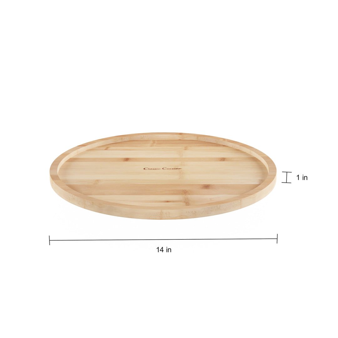 Bamboo Lazy Susan 14 Inch Round Kitchen Turntable Organizer 360 Degree Rotating Image 3