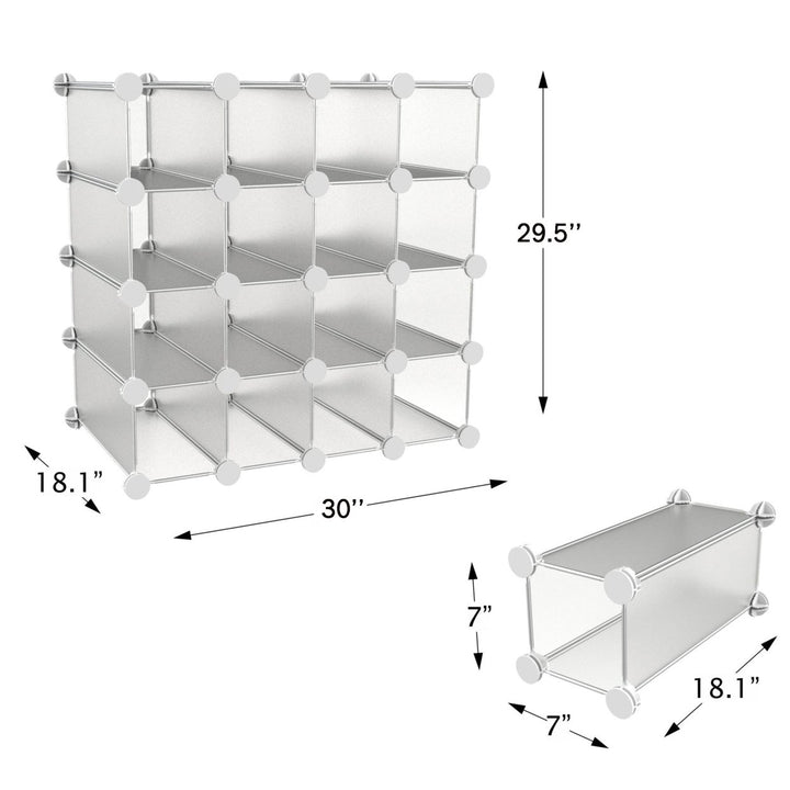 16 Piece Interlocking Storage Cubby Customizable  Stackable Modular Plastic Shoe Organizer Shelf Closet Storage Bin Image 3