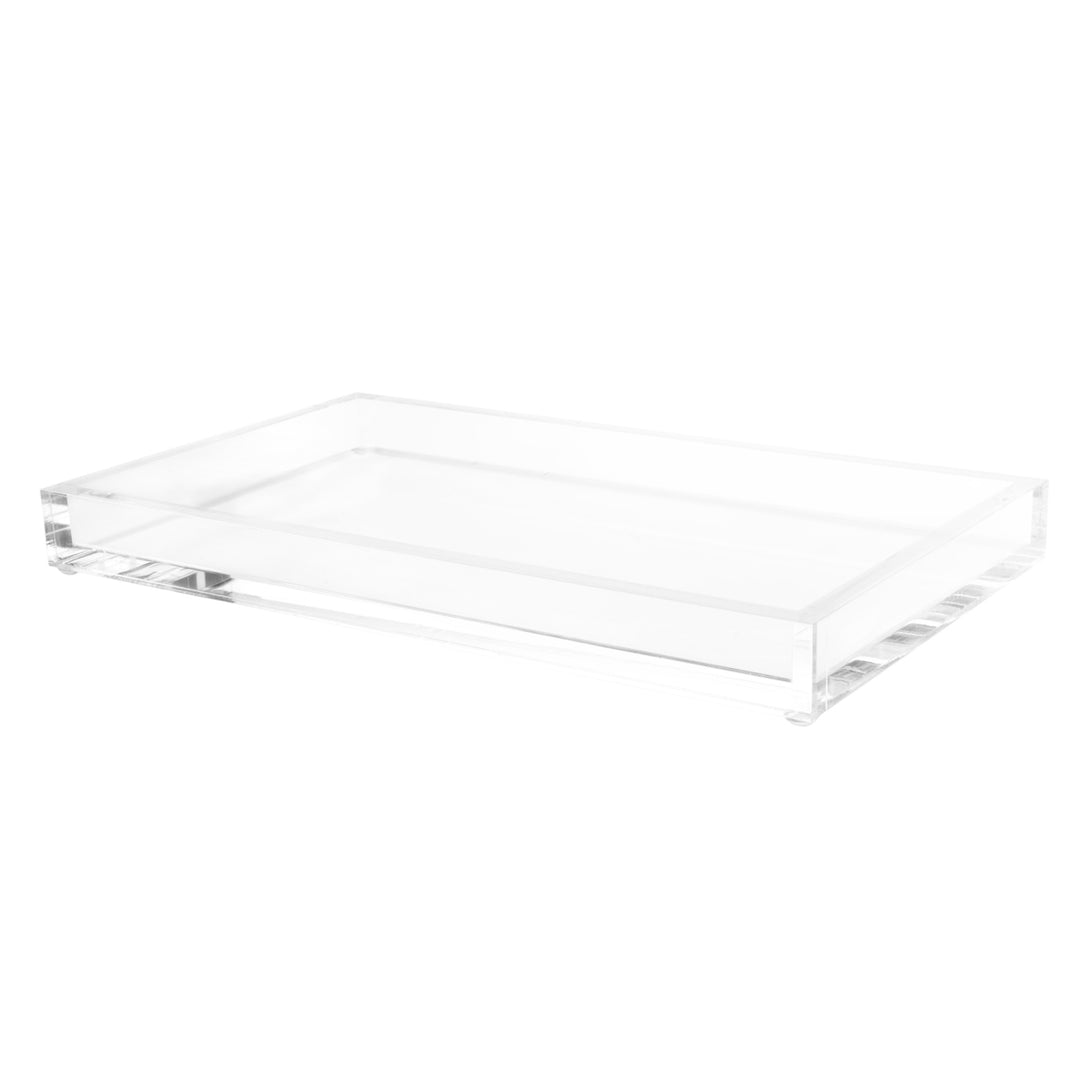Acrylic Catchall Tray- Decorative Clear Rectangular Modern Minimalist Valet Organizer for Bedside, Bathroom or Office Image 3