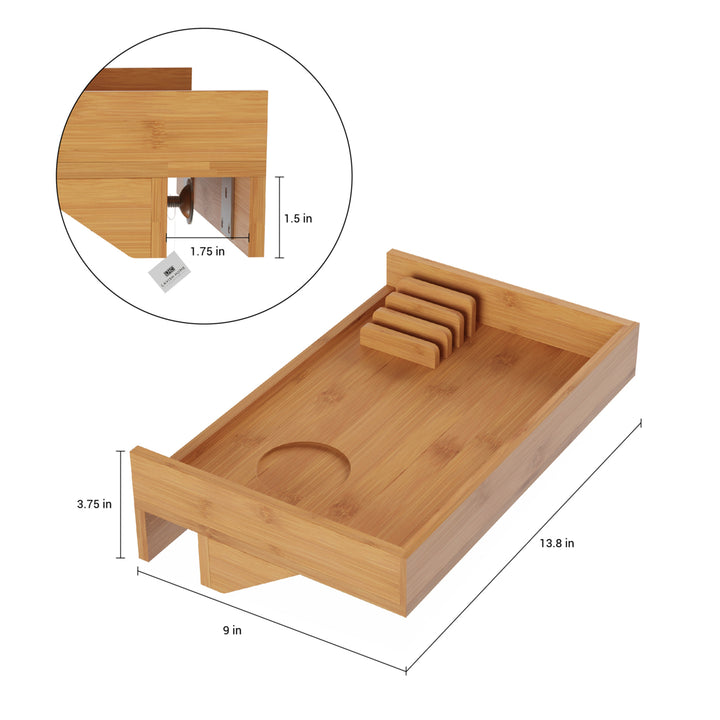 Bedside Shelf Eco-friendly Bamboo Modern Clamp-on Floating Nightstand and Bedroom Accessories Tray Image 3