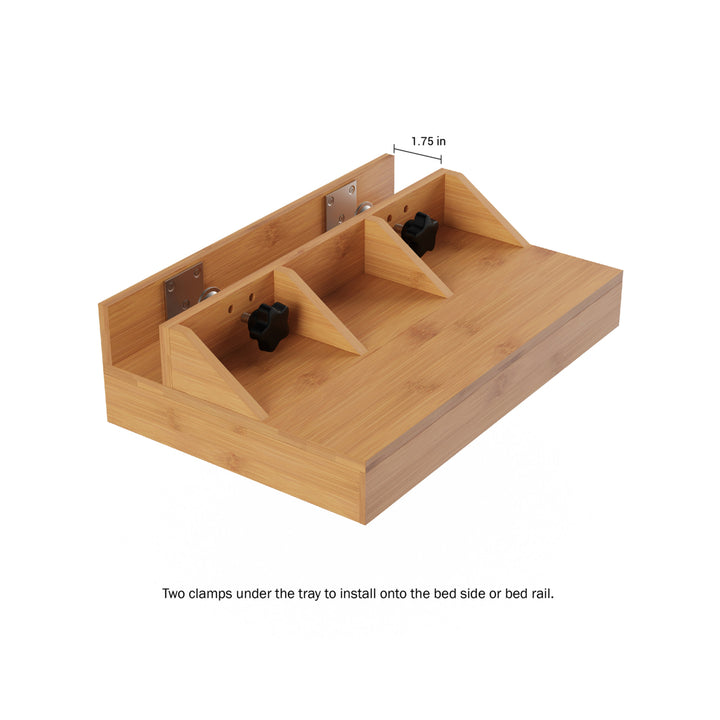 Bedside Shelf Eco-friendly Bamboo Modern Clamp-on Floating Nightstand and Bedroom Accessories Tray Image 5