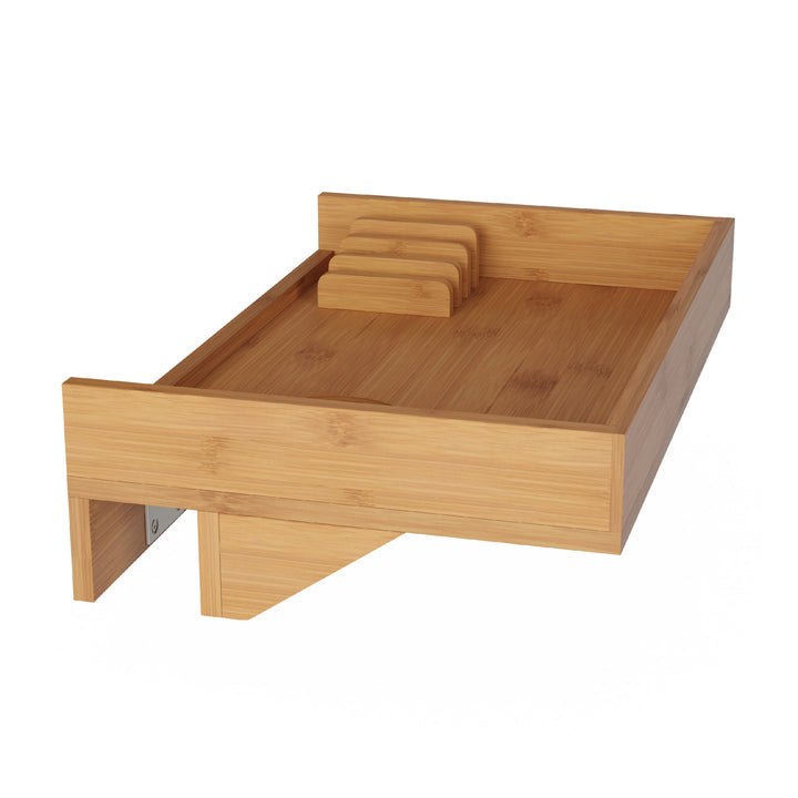 Bedside Shelf Eco-friendly Bamboo Modern Clamp-on Floating Nightstand and Bedroom Accessories Tray Image 6