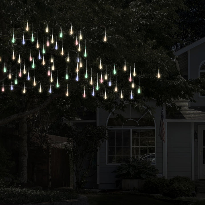 String Lights Set of 2 Solar Power Outdoor LED Decor Tear Drop Lighting 30 Colorful Bulbs Image 5